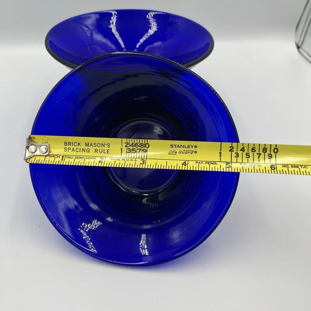 Small Vibrant Cobalt Blue Vintage Glass Bowls 5.25